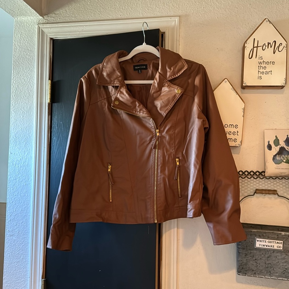 Brown New Look Leather Jacket
